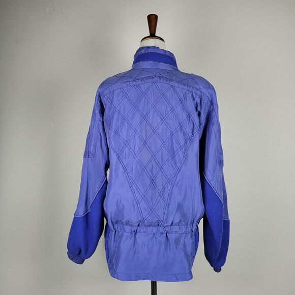 Blue VTG Jacket Womens Small Silk Quilted 80s 90s Cinch Knit Purple Periwinkle - Picture 3 of 8